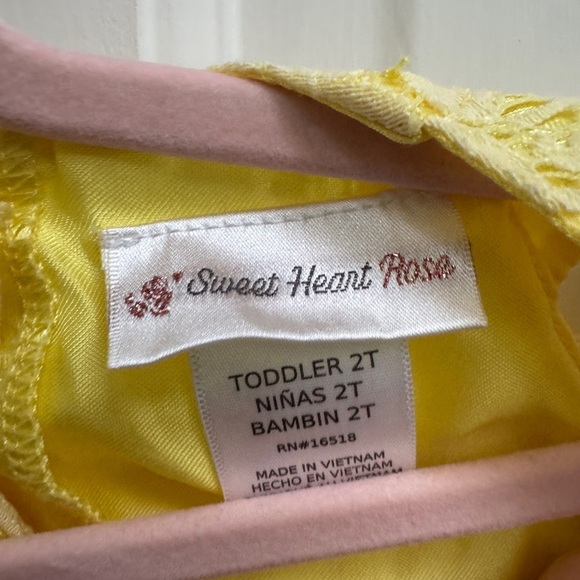 NWOT Sweet Heart Rose 2T Girls Yellow White Floral Lace Sleeveless Formal Dress - Picture 5 of 6